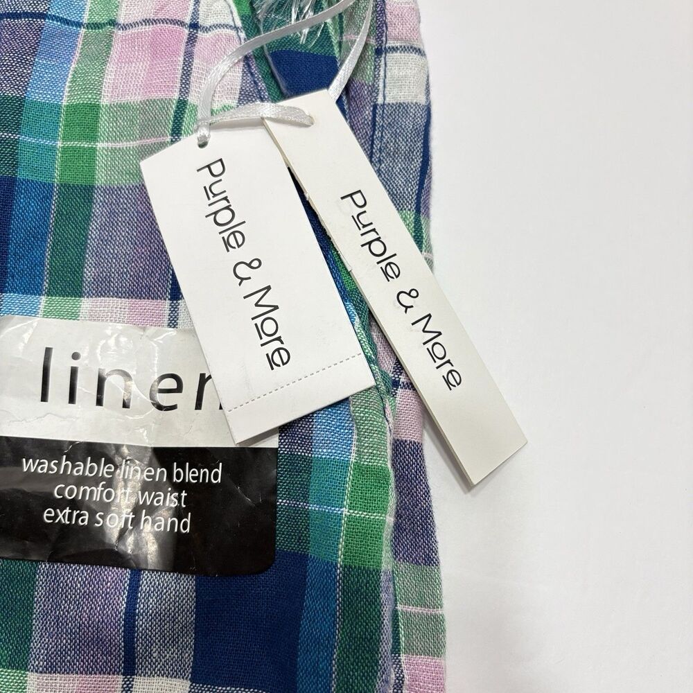Purple And More Women’s Plaid Linen Shirts Size Large Coastal Relaxed Preppy - Picture 4 of 8
